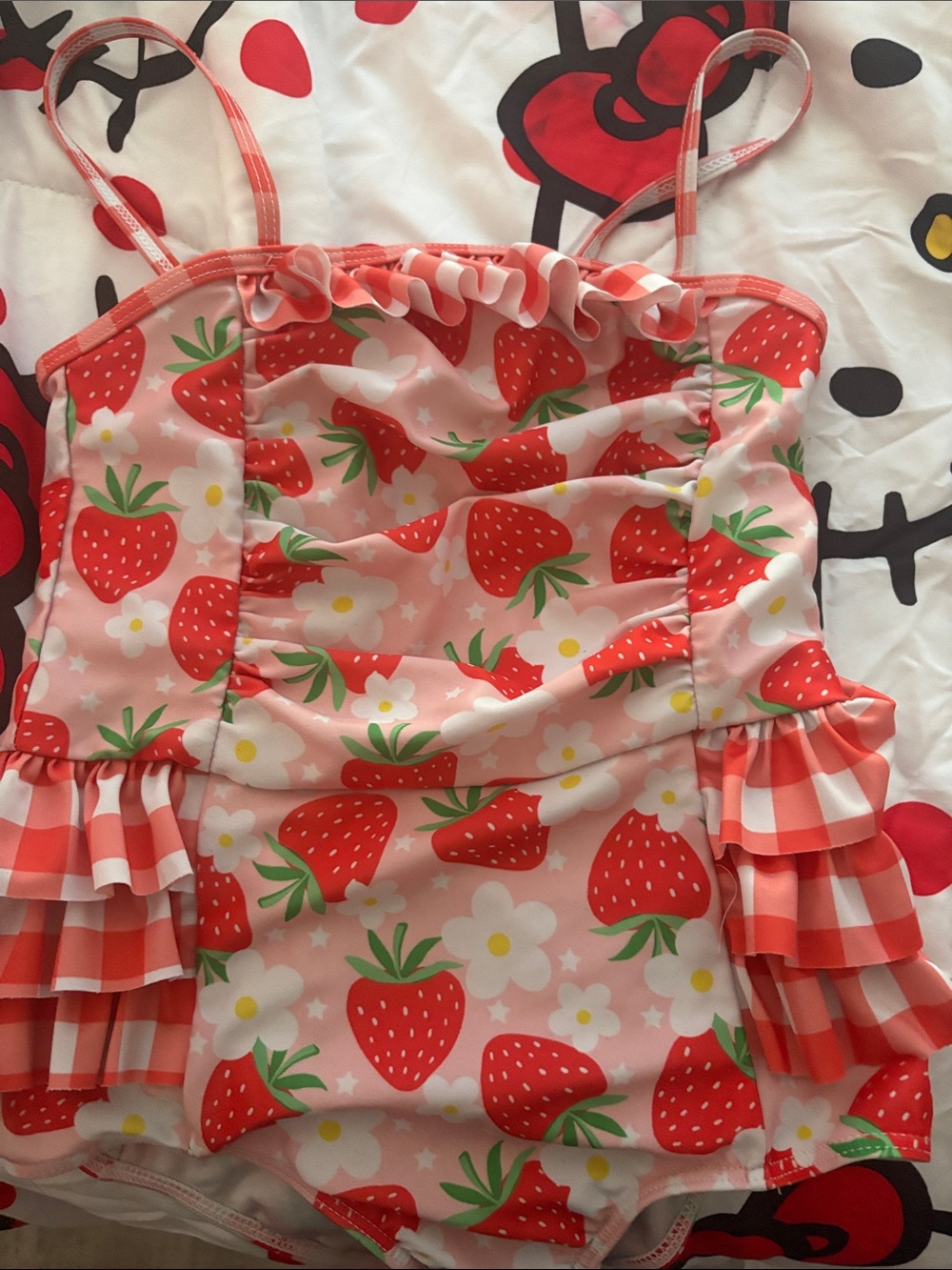 Strawberry Print Pink One-Piece Swimsuit